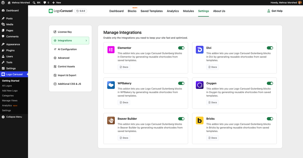 Logo Carousel Integrations