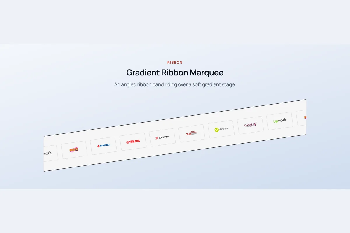 Logo Carousel – Gradient Ribbon Marquee