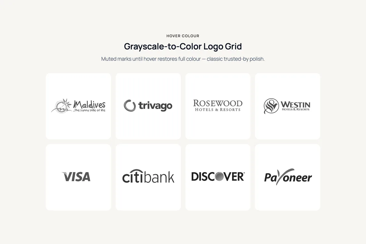 Logo Carousel – Grayscale-to-Color Logo Grid