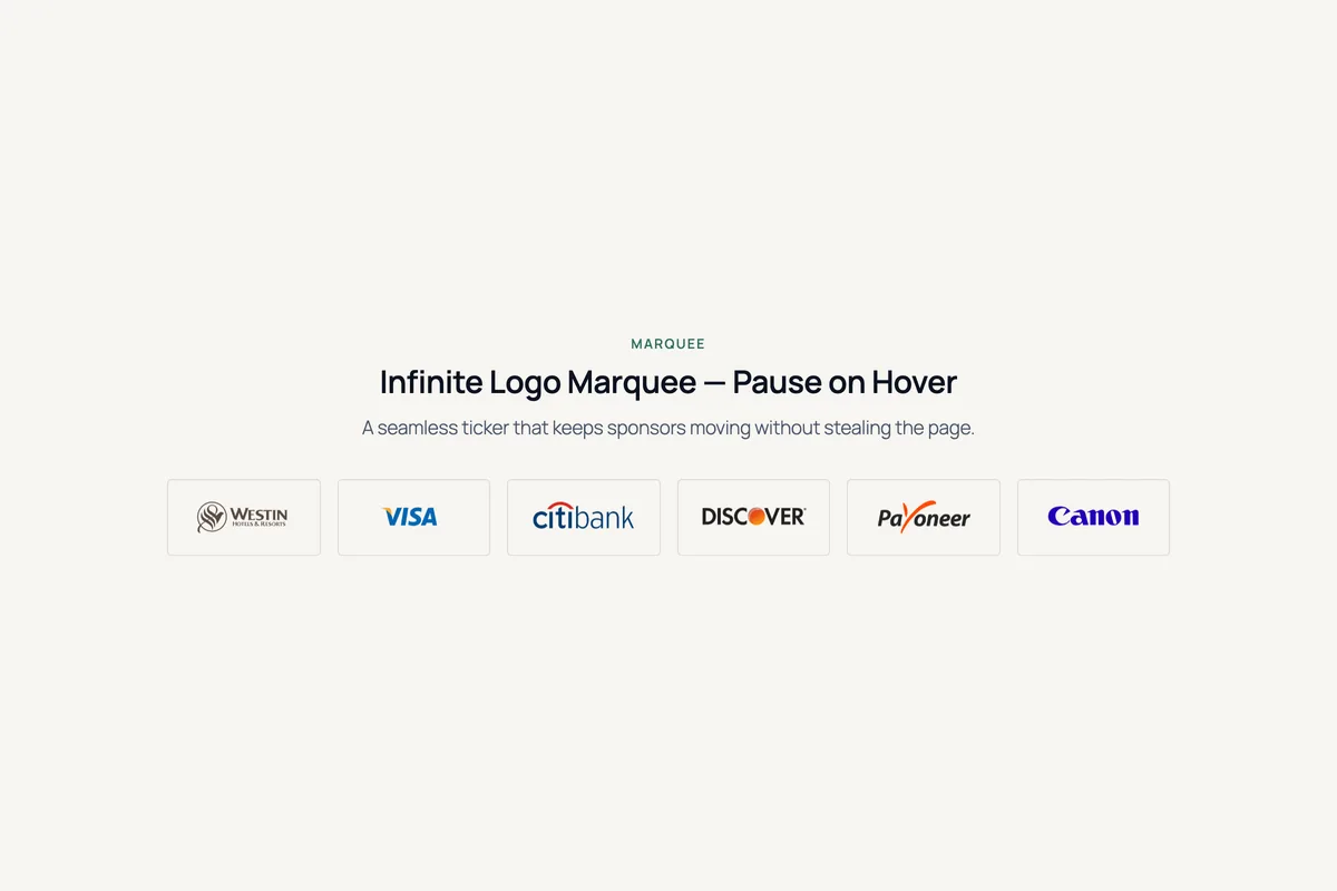 Logo Carousel – Infinite Logo Marquee — Pause on Hover