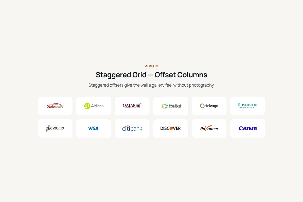 Logo Carousel – Staggered Grid — Offset Columns