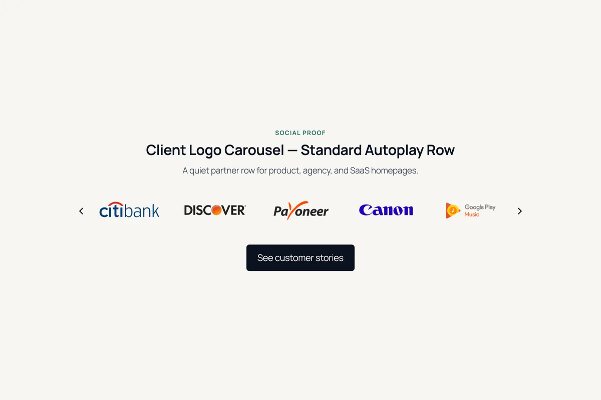 Logo Carousel – Client Logo Carousel — Standard Autoplay Row